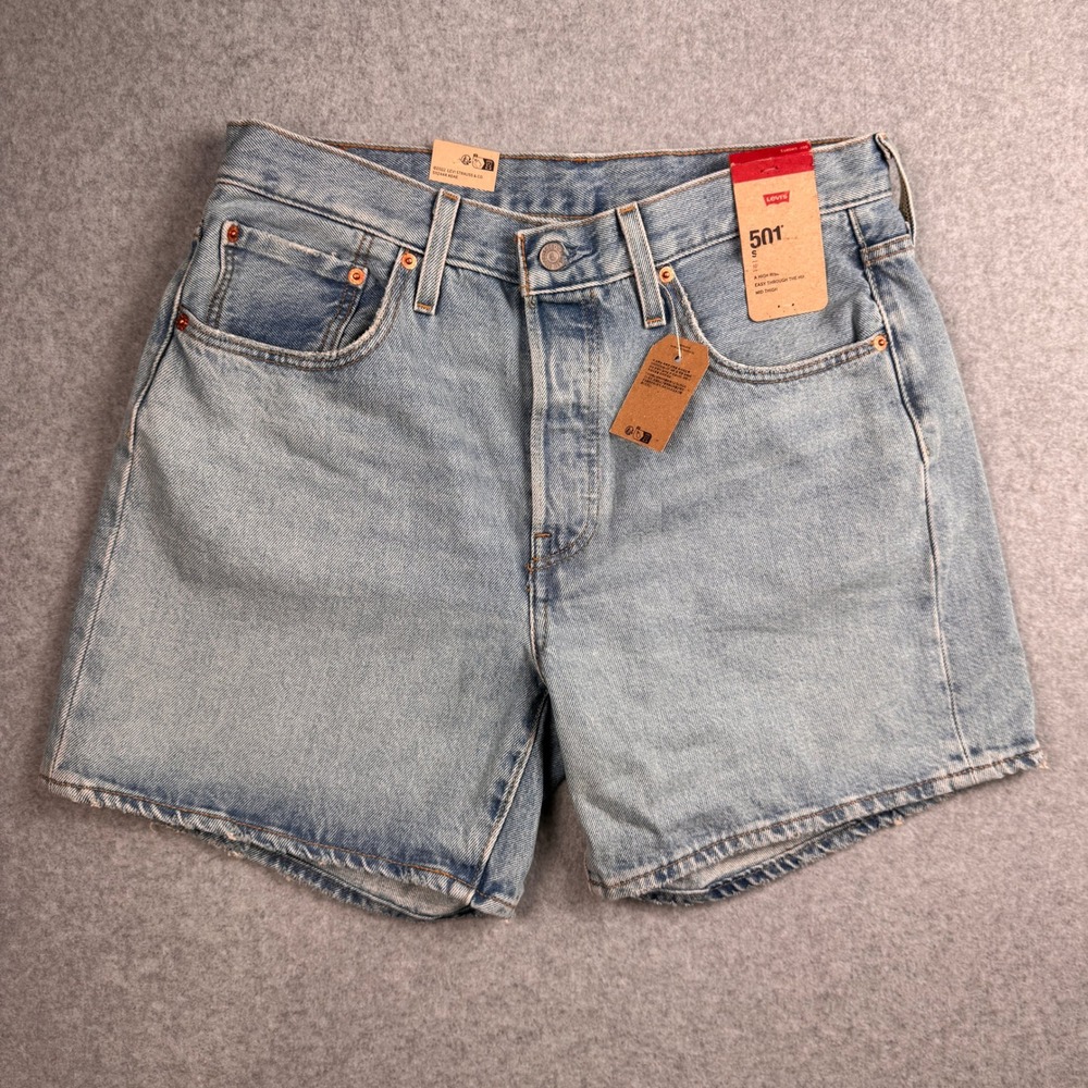 Levis 501 Shorts Womens 31 Light Wash High Rise Original Button Fly Denim NEW